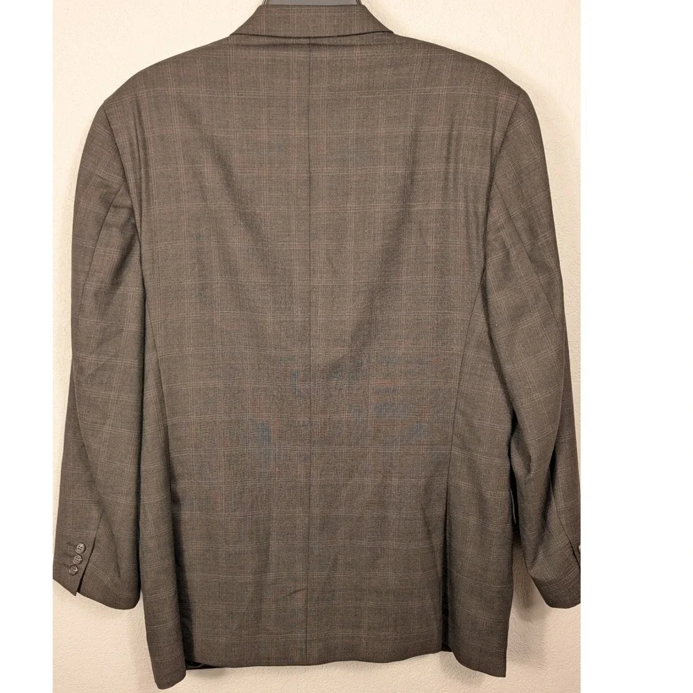 Barneys New York Men's 44R Brown‎ Glen Plaid Wool Blazer Sport Coat - Picture 3 of 9